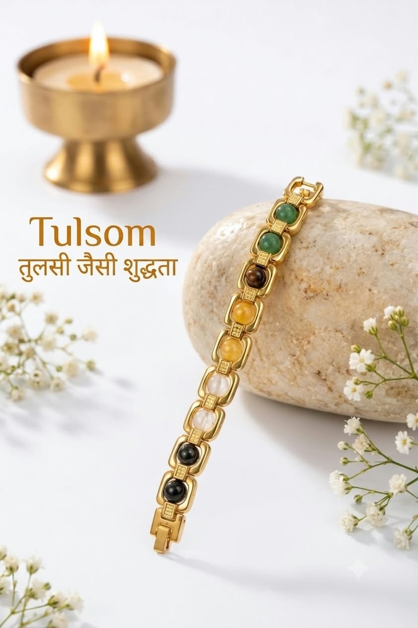 Tulsom Gold-Plated Dhan Yog Bracelet | Astrological Wealth Gemstone Bracelet for Abundance, Career Growth & Success