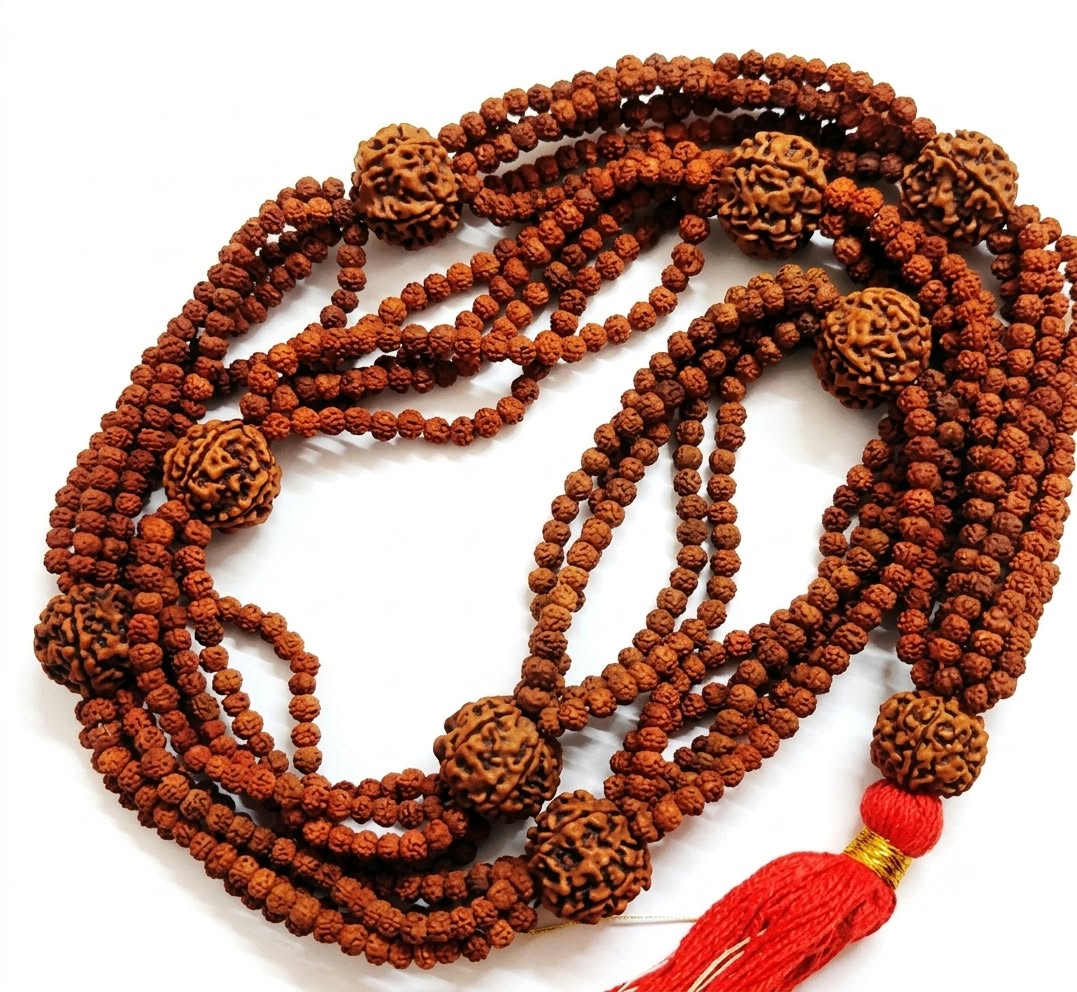 Tulsom Multi-Strand Rudraksha Kantha featuring 7 large 5-Mukhi beads representing Kalagni Rudra