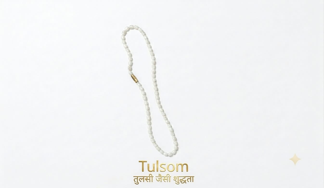 Tulsom Premium Lustrous White Pearl Moti Rosary Mala for Mental Peace & Japa