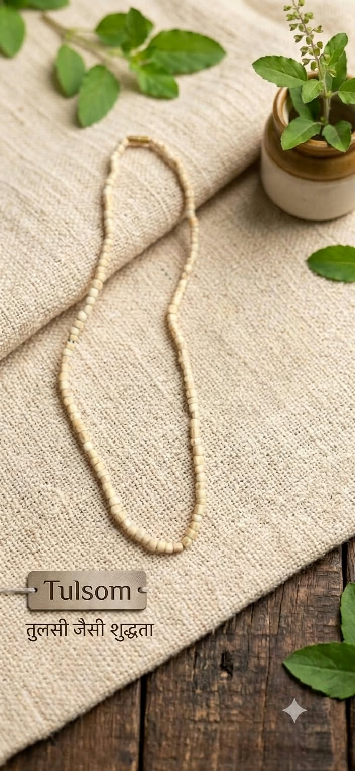 Tulsom Authentic Pure Single-Round Sacred Holy Basil Wood Kanthi Mala