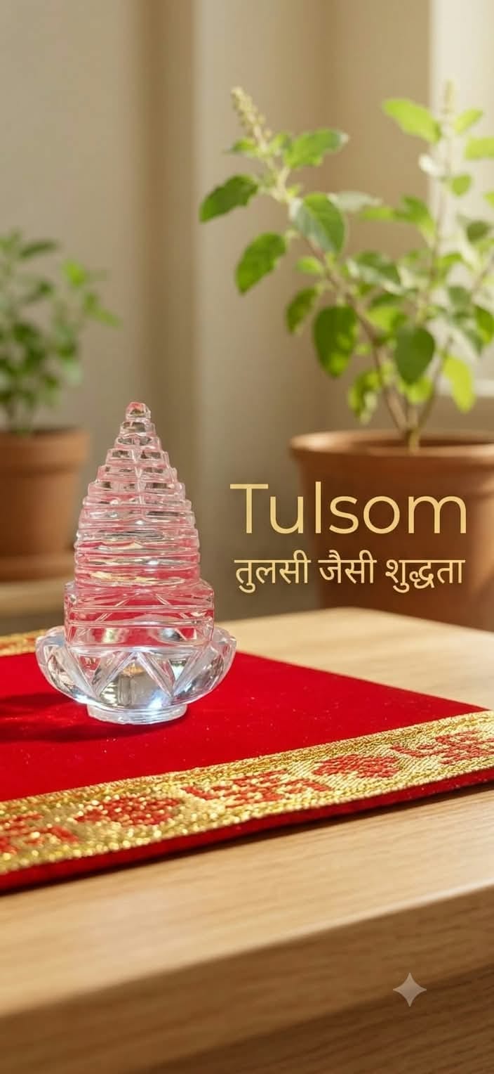 Tulsom Authentic Natural Sphatik Clear Quartz 3D Meru Shree Yantra