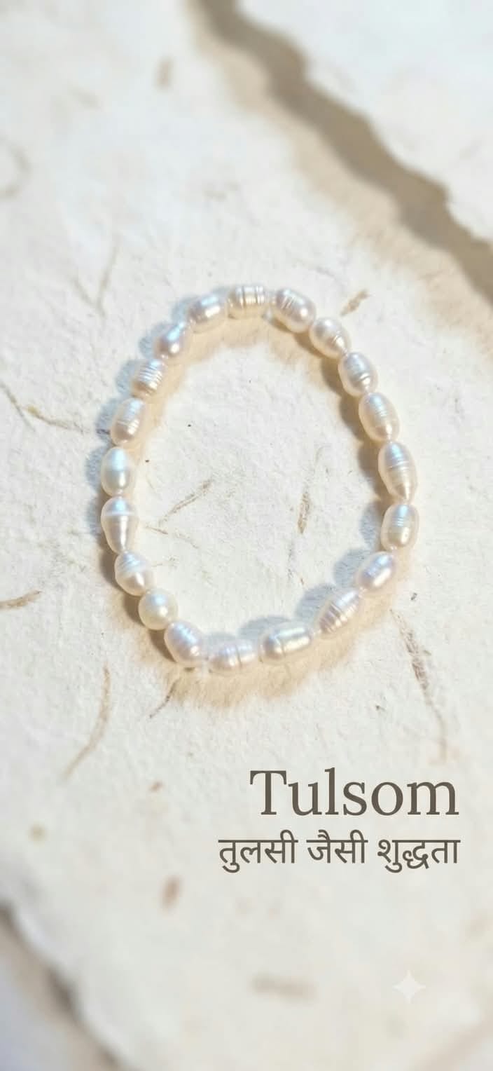 Tulsom Authentic Fresh Water Rice Pearl Soothing Lunar Healing Bracelet