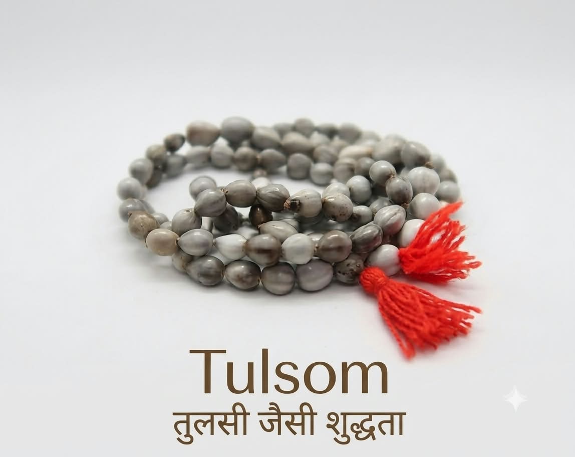 Tulsom Authentic 108 Bead Natural White Vaijanti Mala for Shri Krishna Japa