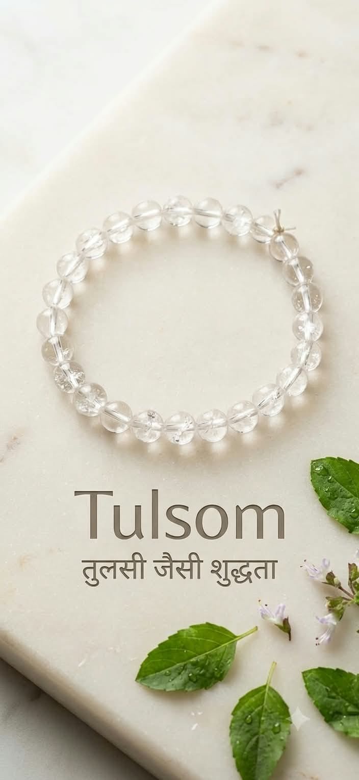Tulsom Premium Natural Sphatik Clear Quartz Master Healer Bracelet