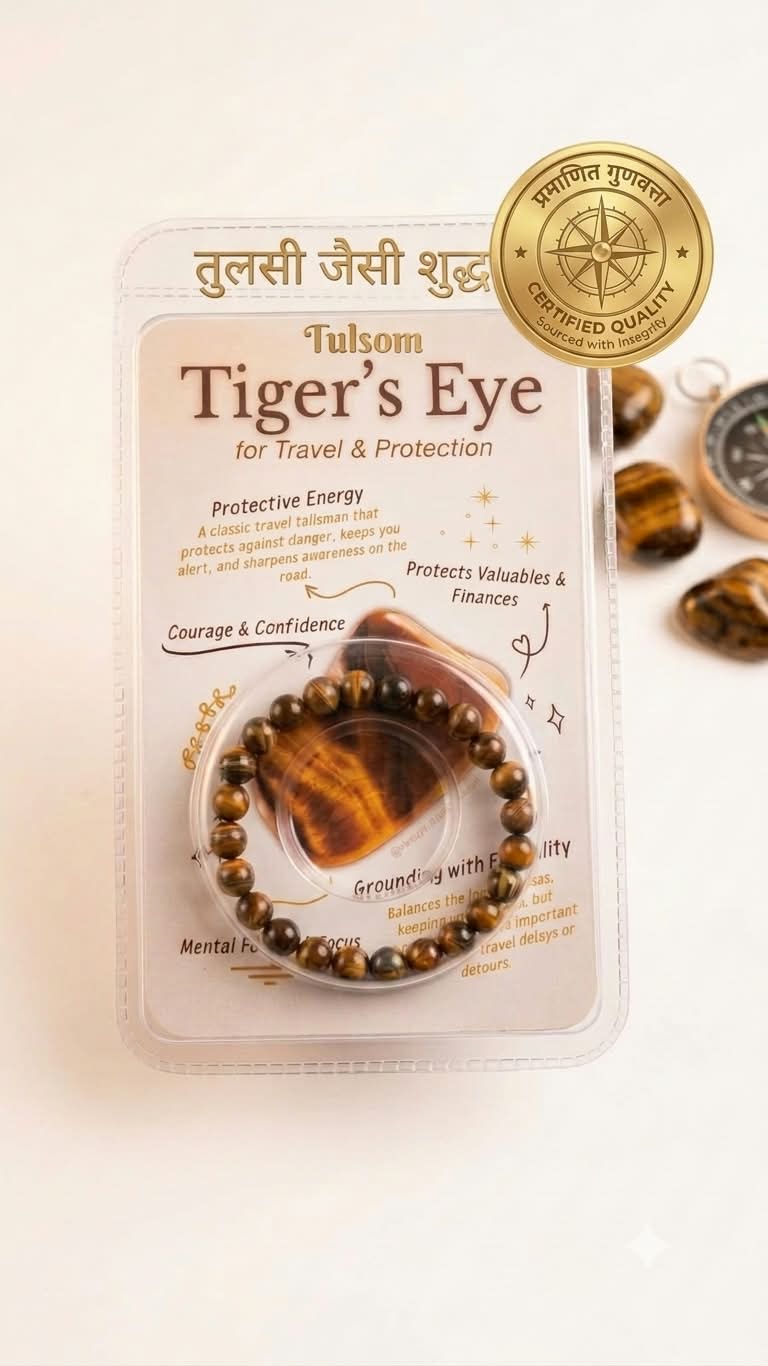 Tulsom Lab-Certified Tiger’s Eye Crystal Bracelet for Courage & Focus