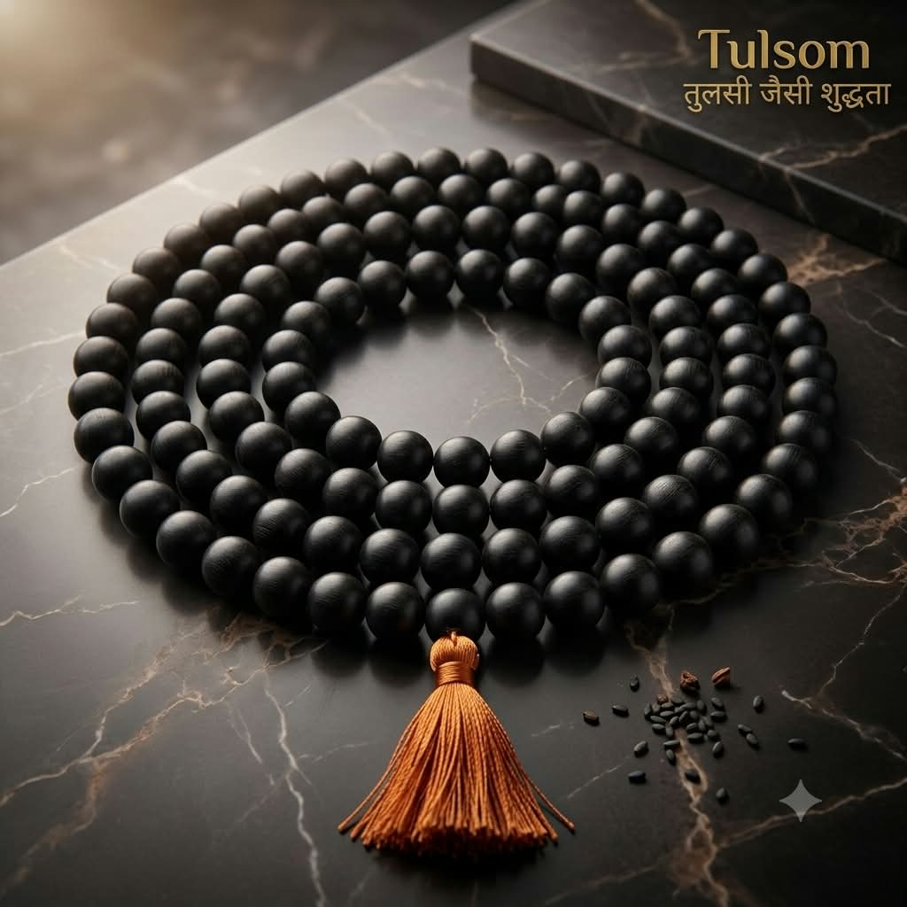 Tulsom Authentic Karungali Mala | Natural Black Ebony Wood Beads Rosary for Mantra Japa, Meditation & Aura Protection